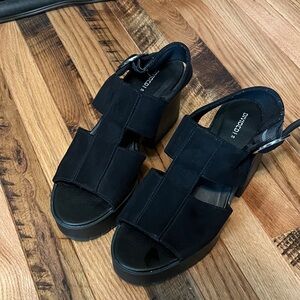 H&M Black Wedge Sandals